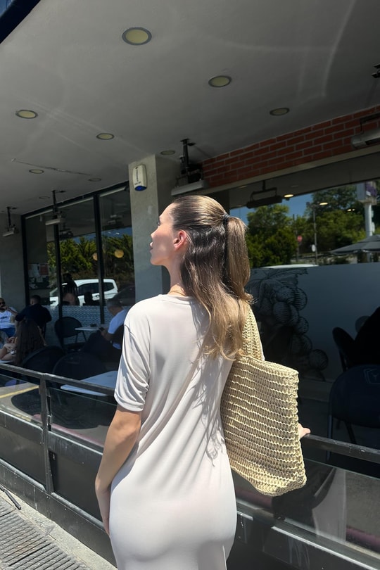 Modal Bağlamalı Elbise Bej