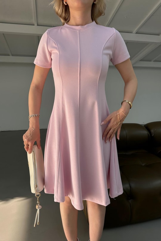 Modal Kısa Elbise Pembe