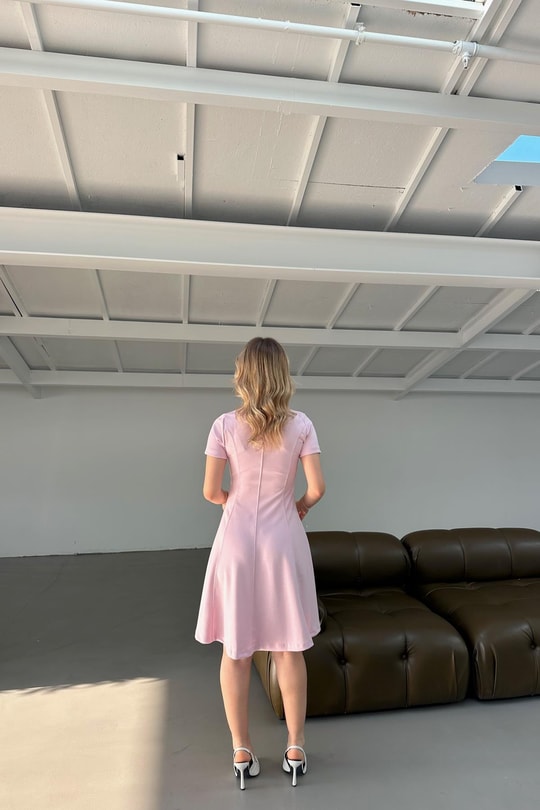 Modal Kısa Elbise Pembe