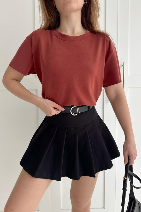 Modal Lazer Kesim Tshirt Kiremit