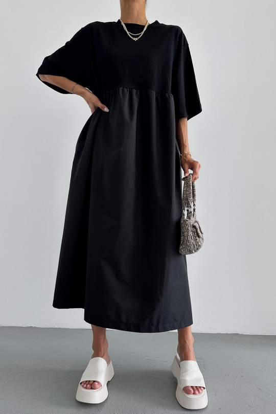 Oversize Kloş Elbise Siyah