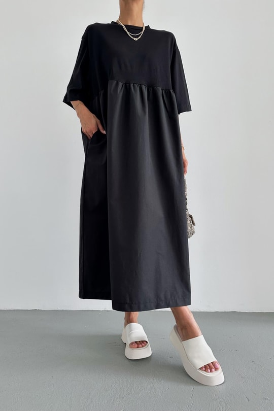 Oversize Kloş Elbise Siyah
