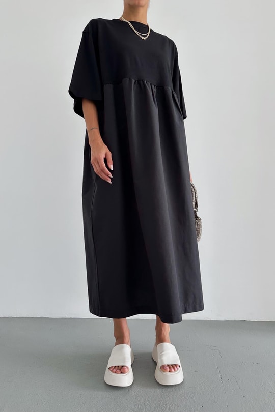 Oversize Kloş Elbise Siyah