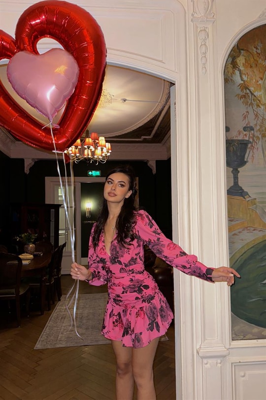 Rose Bürümcük Elbise Fuşya