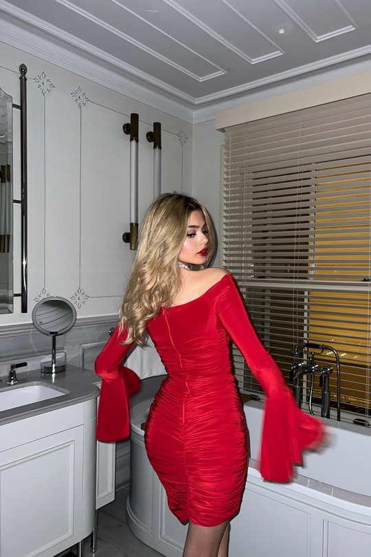 Rose Shır Elbise Kırmızı