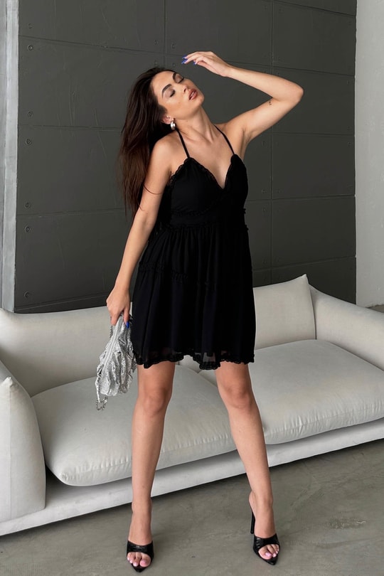 Şifon Alice Elbise Siyah