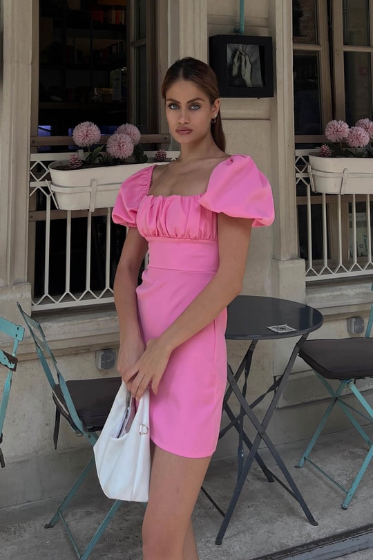 Sırt Dekolteli Cutie Mini Elbise Pembe