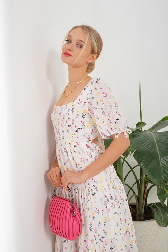 Sırt Dekolteli Daphne Elbise Fuşya