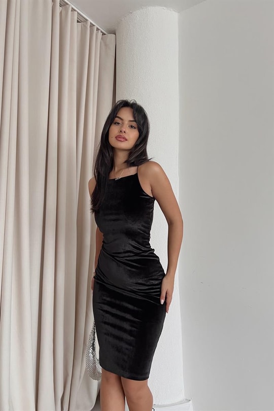 Sırt Dekolteli Eleanor Elbise Siyah