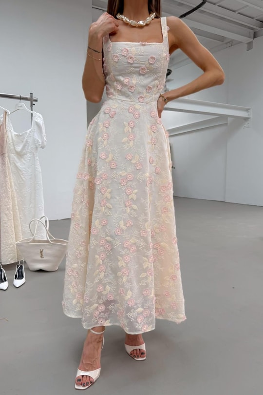 Spring Midi Elbise Taş