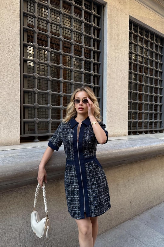 Tüvit Denim Elbise Lacivert