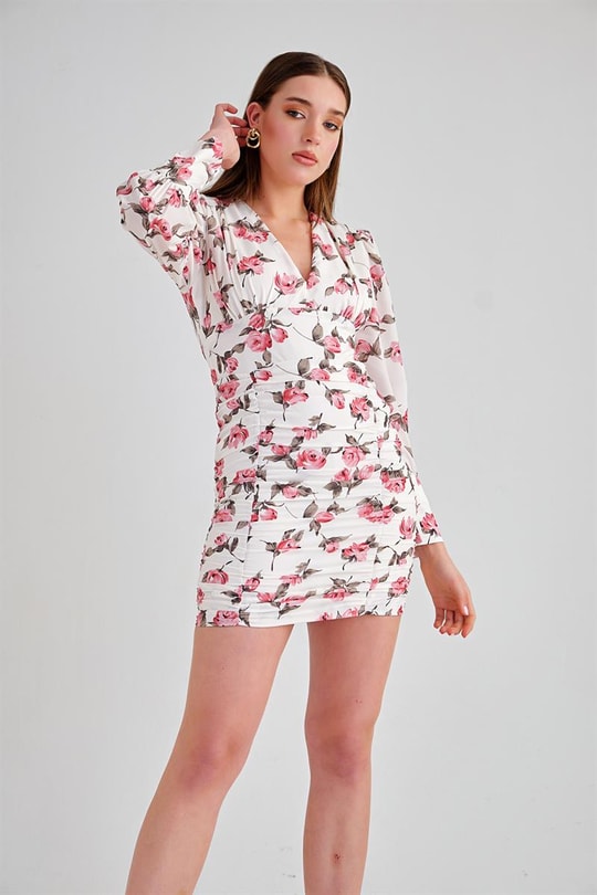 Vera Drape Elbise Beyaz