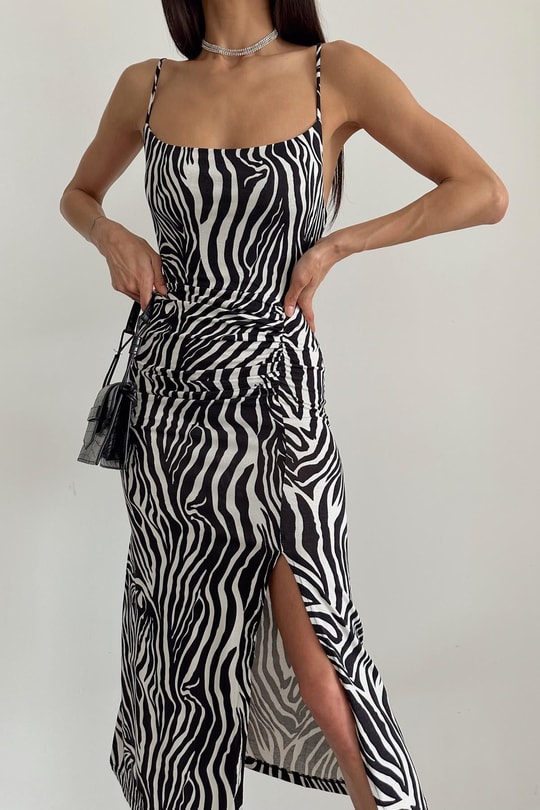 Zebra Elbise Siyah