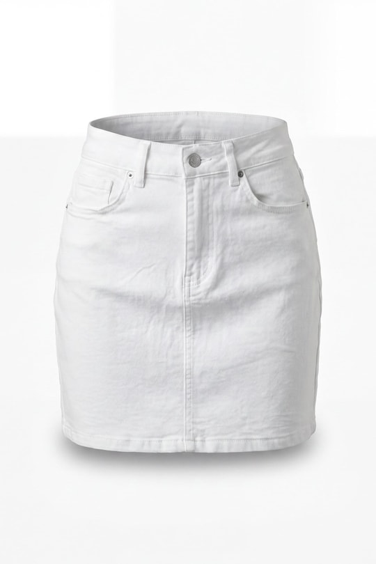 Mini Jean Etek Beyaz Etek