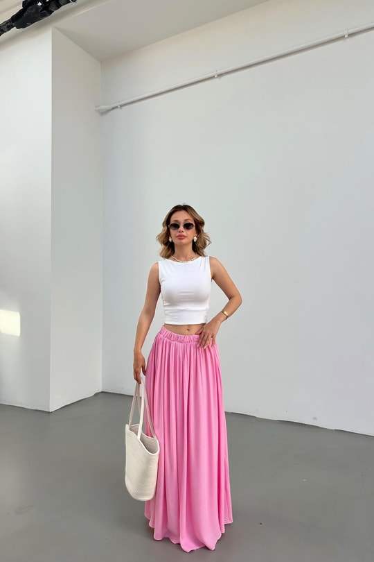Alaçatı Astarlı Etek Pembe