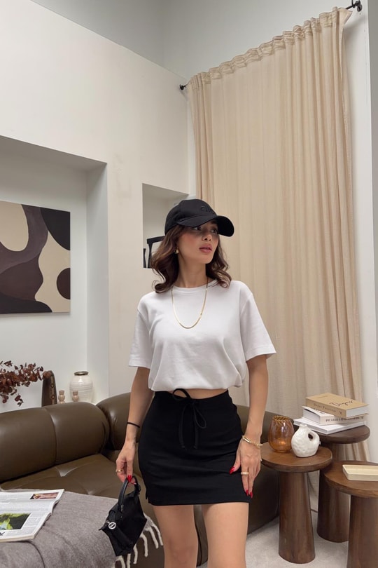 Bağcıklı Mini Şort Etek Siyah