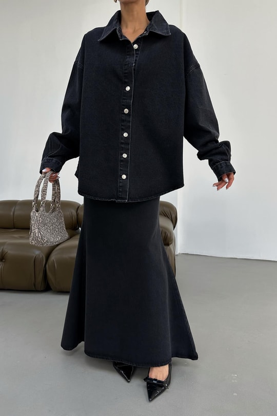 Balık Model Jean Etek Füme