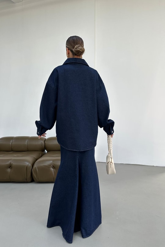 Balık Model Jean Etek Lacivert
