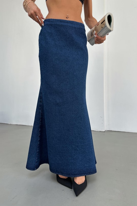 Balık Model Jean Etek Mavi