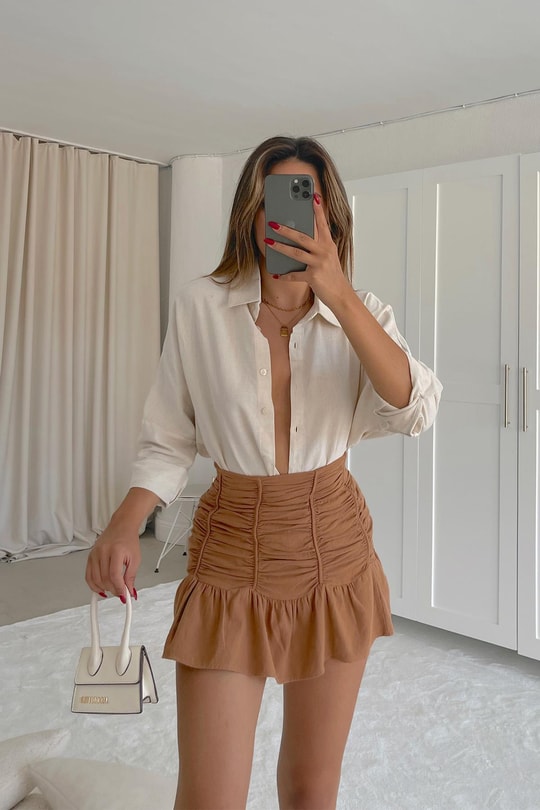 Keten Drape Etek Kahverengi