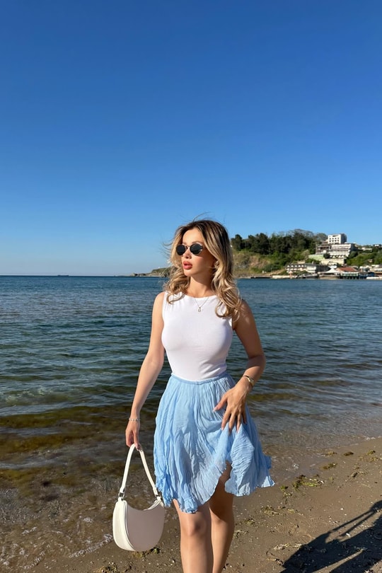 Kısa Tül Etek Mavi