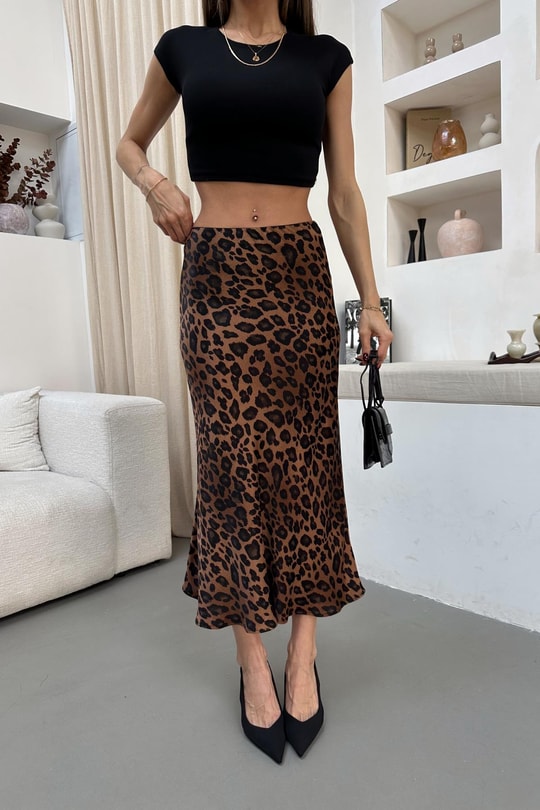 Leopar Saten Verev Etek LEOPAR DESEN