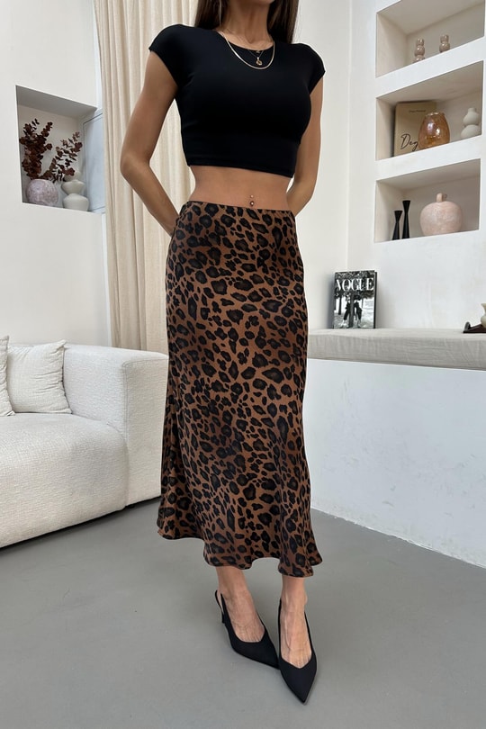 Leopar Saten Verev Etek LEOPAR DESEN