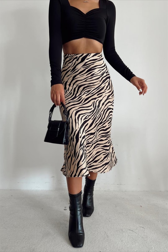 Leopard Saten Etek Kahverengi