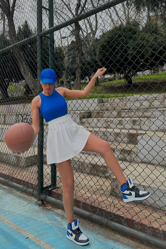 Pileli Mini Etek Beyaz