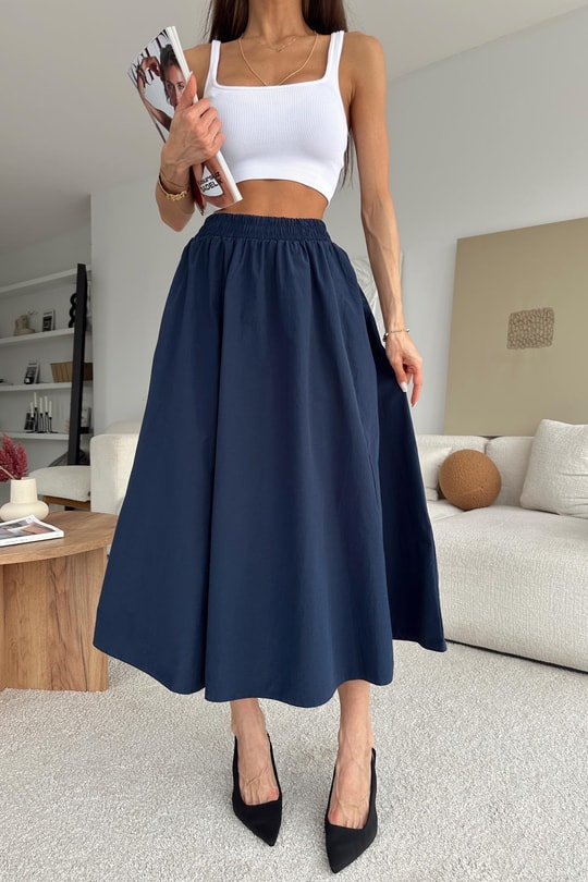 Poplin Street Kloş Etek Lacivert