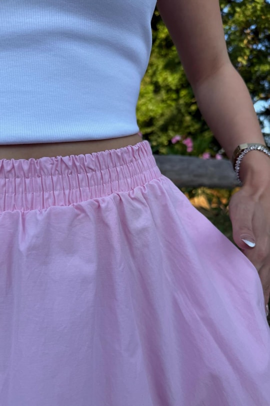 Poplin Street Kloş Etek Pembe