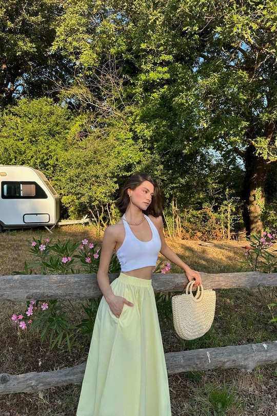 Poplin Street Kloş Etek Sarı