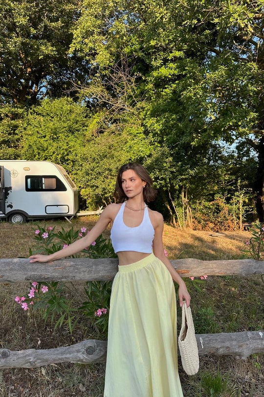 Poplin Street Kloş Etek Sarı