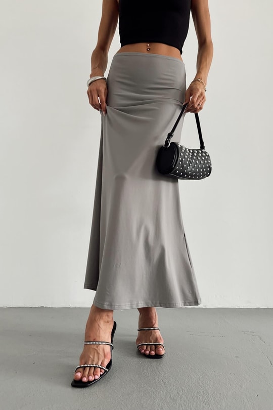 Sandy Maxi Etek Gri