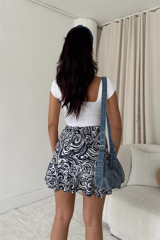 Sarmal Mini Etek Lacivert