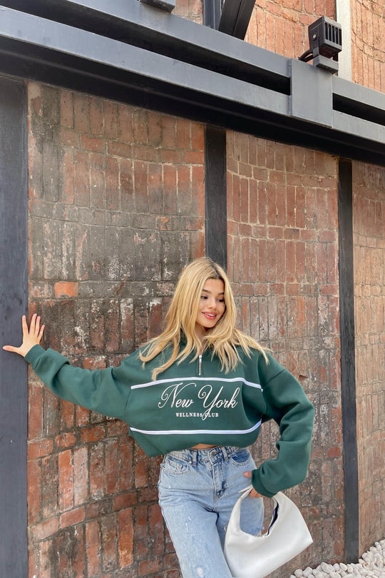 Fermuar Yaka NY Sweat Yeşil