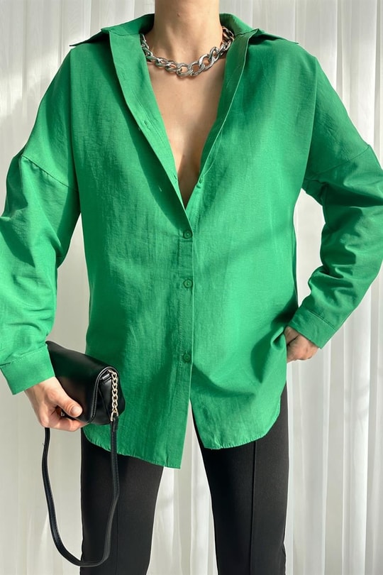Basic Comfort Gömlek Benetton Yeşili