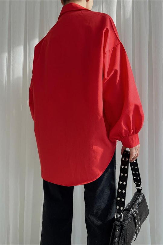 Basic Oversize Gömlek Kırmızı