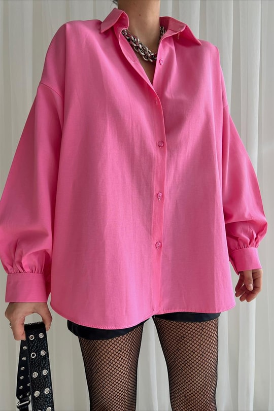Basic Oversize Gömlek Pembe
