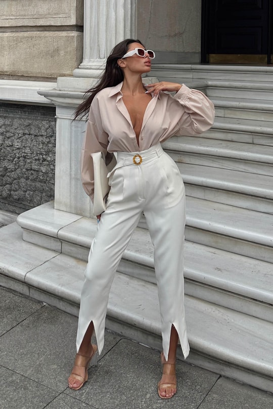 Basic Oversize Gömlek Taş