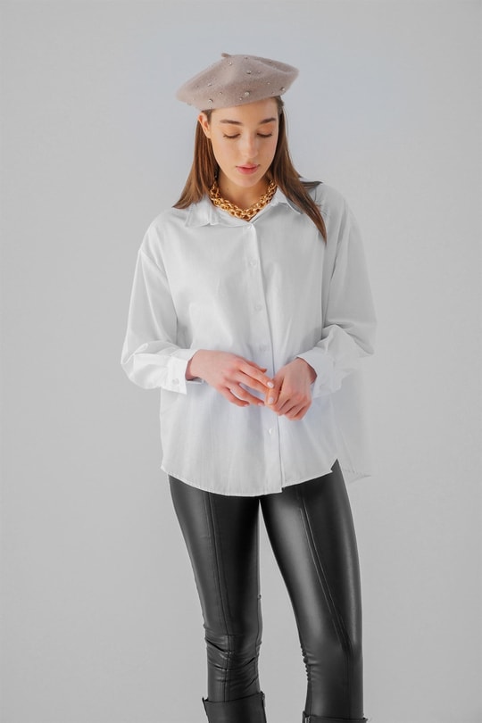 Basic Poplin Gömlek Beyaz