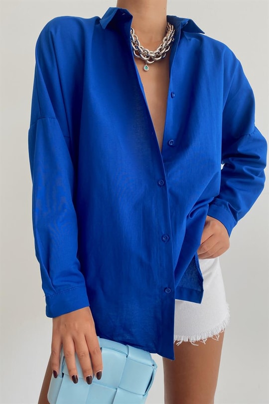 Basic Poplin Gömlek Saks Mavisi