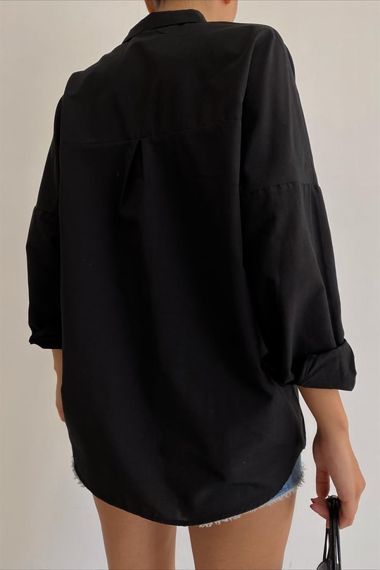 Basic Poplin Gömlek Siyah