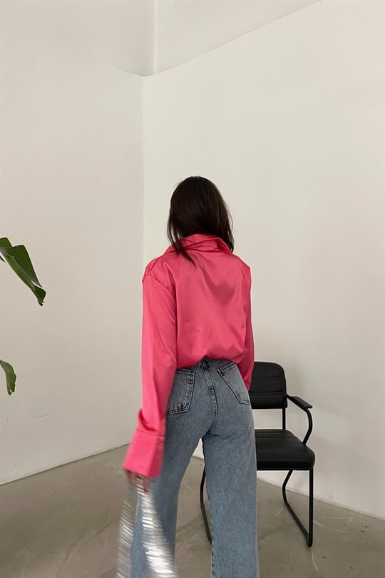 Basic Saten Gömlek Pembe