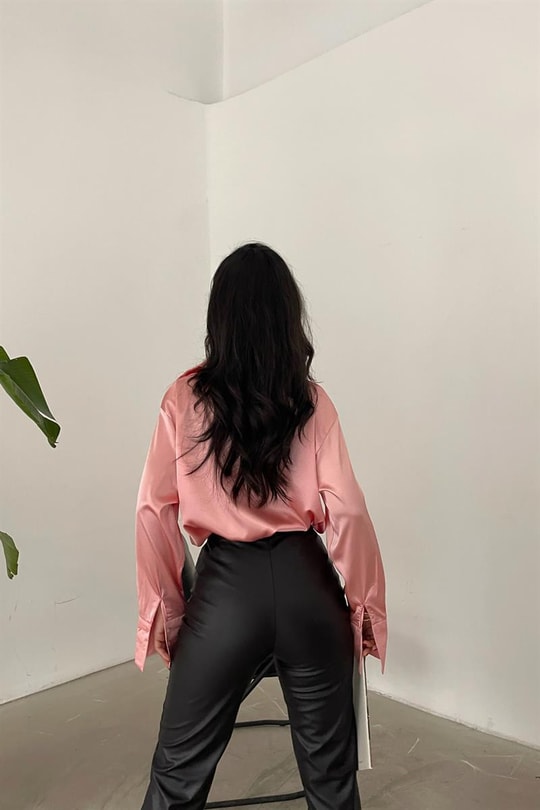 Basic Saten Gömlek Pudra