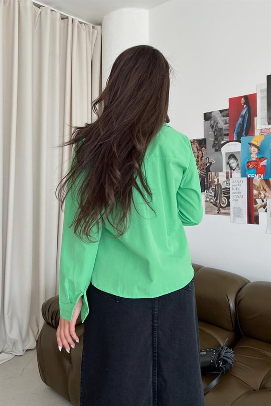 Basic Süs Cep Gömlek Açık Yeşil