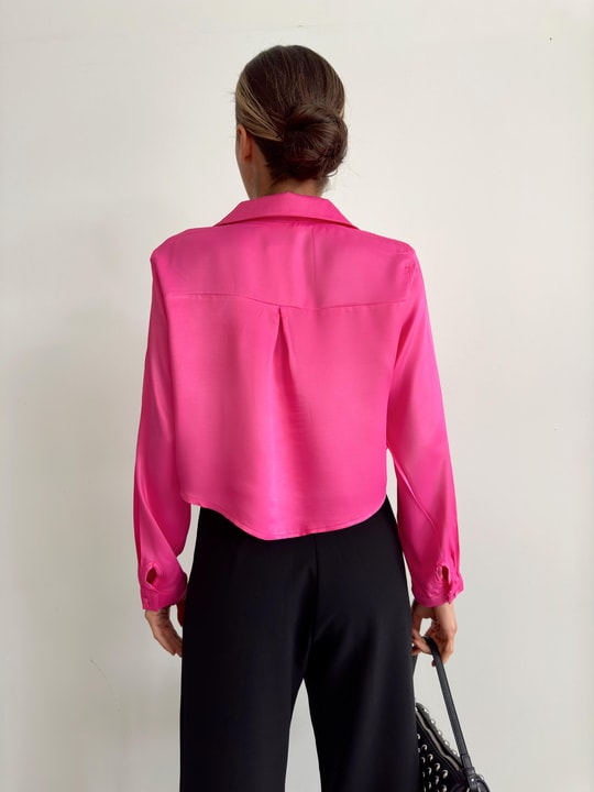 Coton Saten Gömlek Pembe