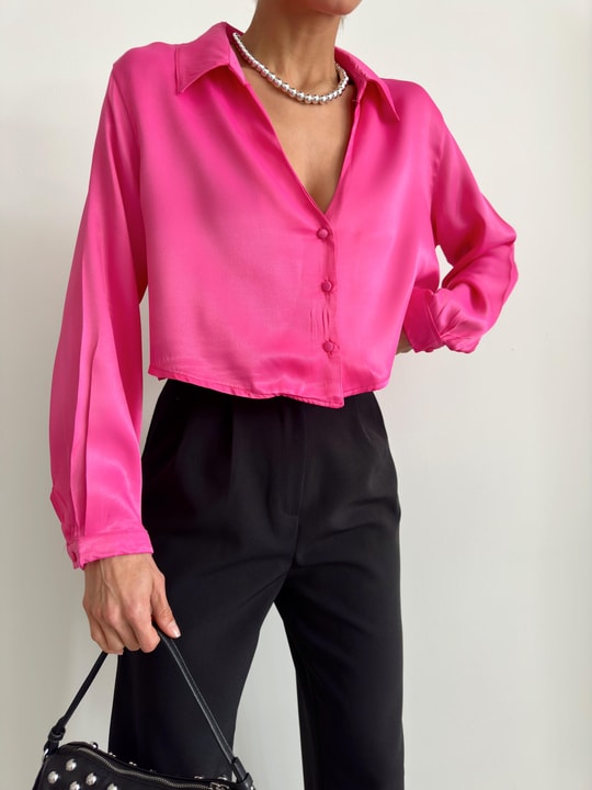 Coton Saten Gömlek Pembe