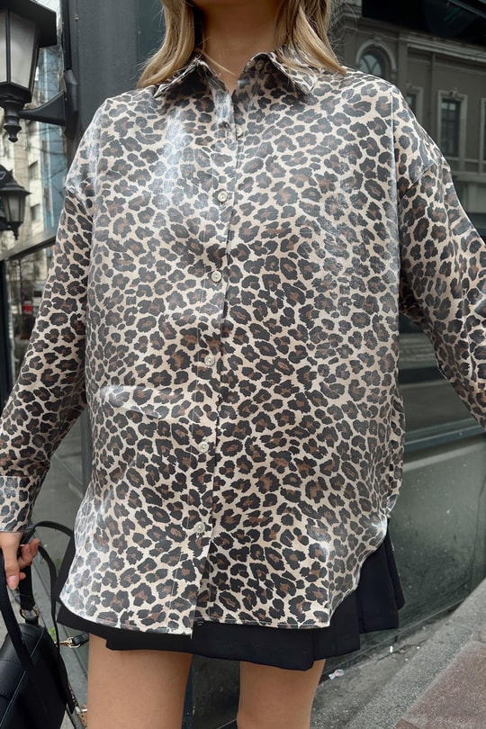 Leopar Oversize Saten Gömlek LEOPAR DESEN
