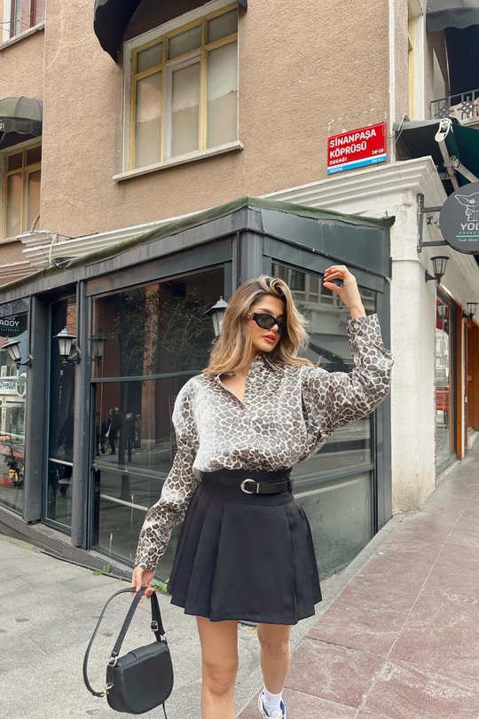 Leopar Oversize Saten Gömlek LEOPAR DESEN
